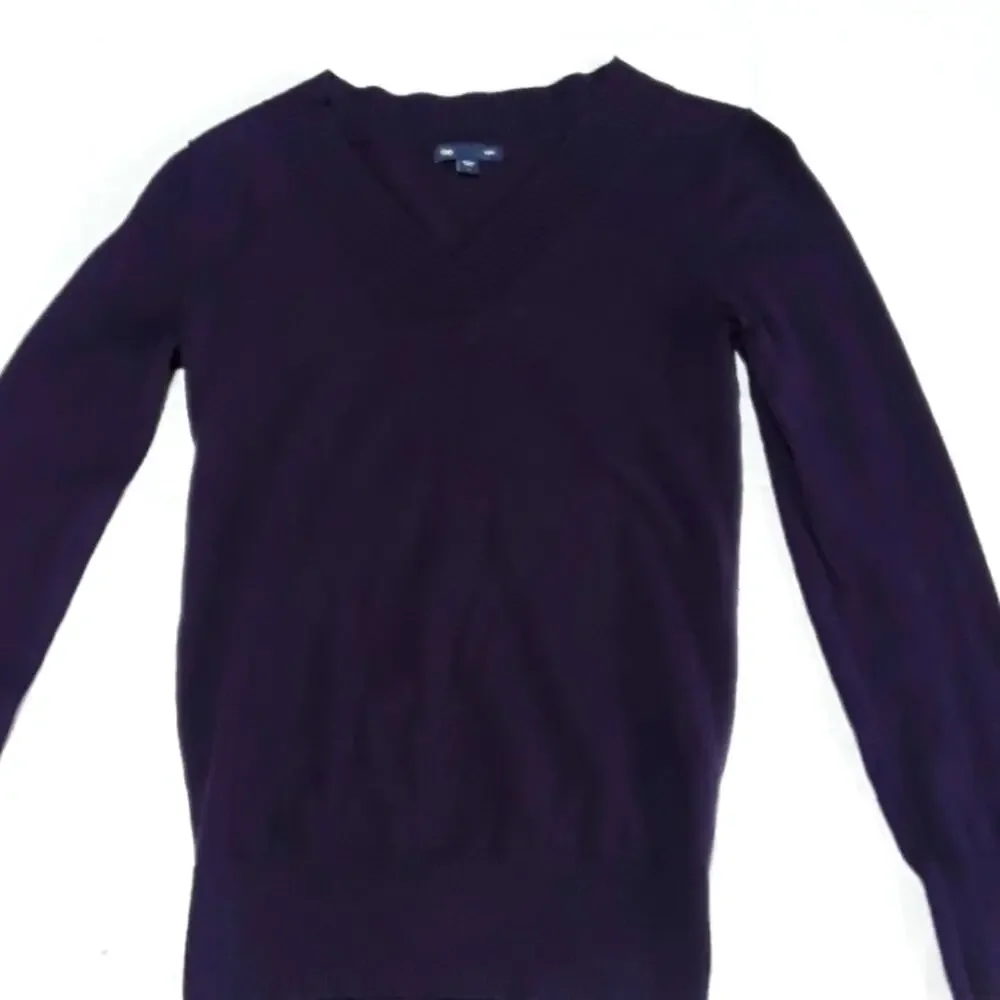 Gap Womens Sz L Purple Preppy Y2K Lightweight V-neck Cotton Blend Sweater